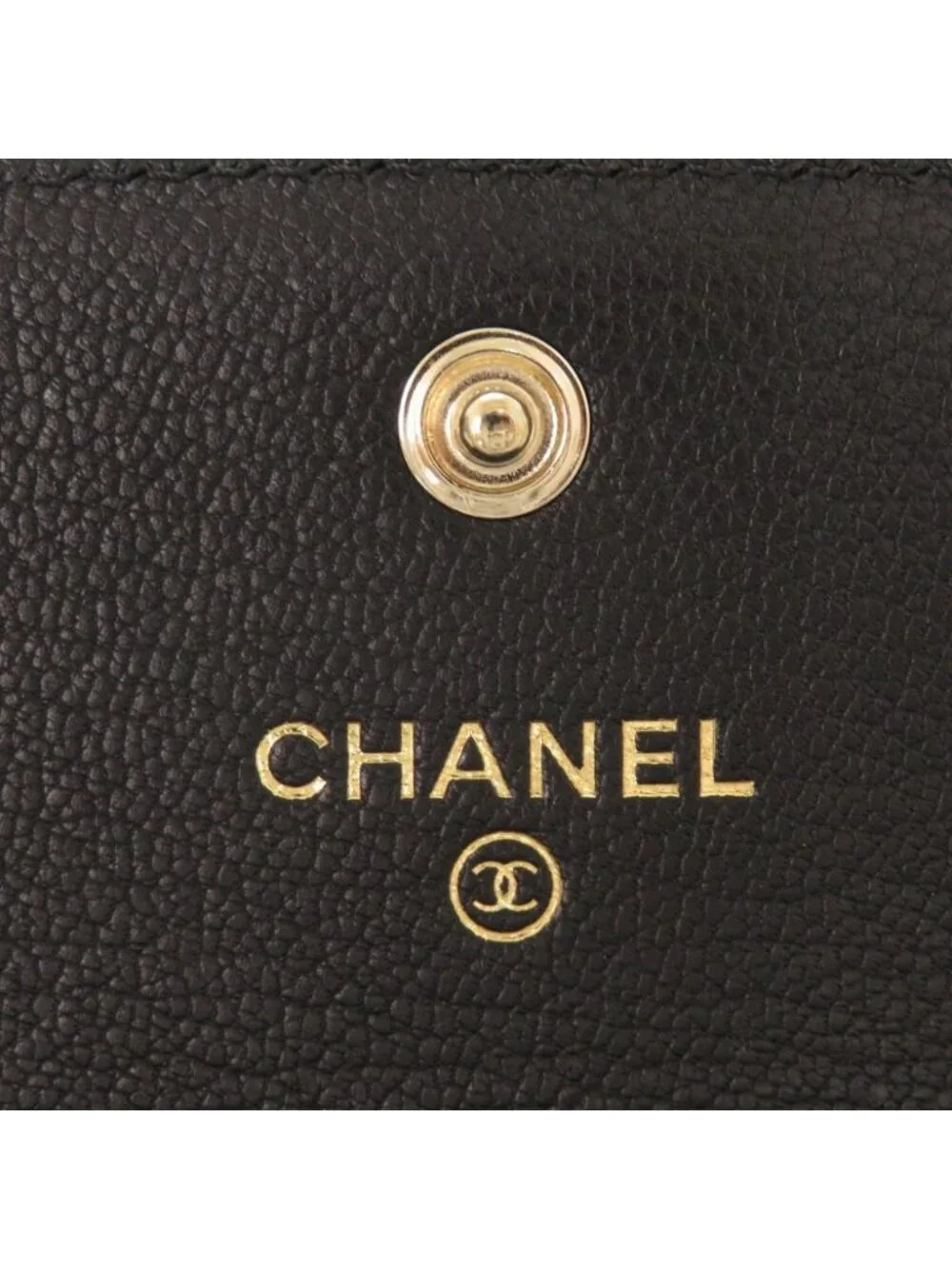 Chanel CC Logo Leather Black Card Case Coin Purse